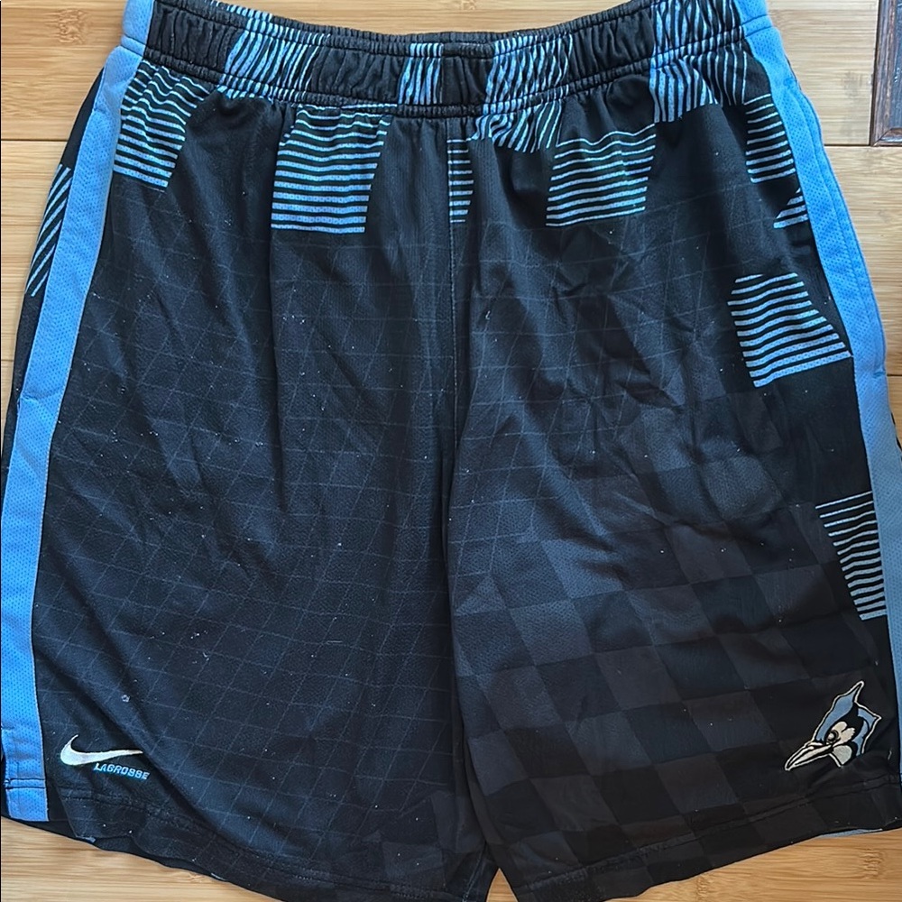 Nike Black and Blue Athletic Shorts with Moisture-Wicking Fabric